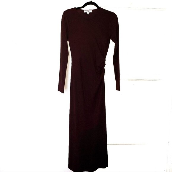 REISS Sloane Wool Long Sleeve Knit Maxi Dress Brown Small - Picture 3 of 14
